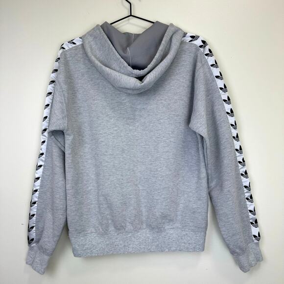 Adidas Originals TNT Trefoil Tape Pullover Hoodie Logo Stripe Gray Mens Size XS - Picture 3 of 12